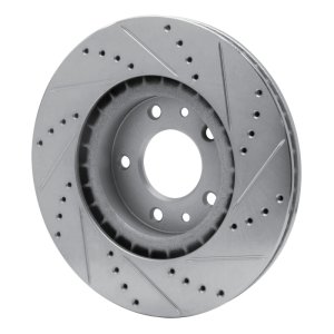 Mazda RX-8 Brake Rotor (1) - Front Left - R1 Concepts - Drilled & Slotted - Silver - `04-`08